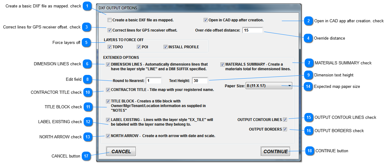 DXF OUTPUT OPTIONS