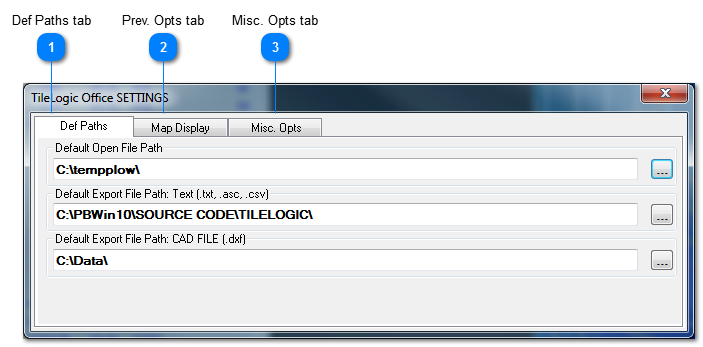 Settings - Def Paths Tab